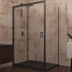 Душевой уголок Veconi Rovigo RV-046B 110x70 RV046B-11070-01-C5 профиль Черный матовый стекло прозрачное