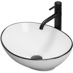 Умывальник Rea Sofia Black Edge 41x34,5 белый/черный