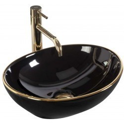 Умывальник Rea Sofia Black Gold Edge REA-U3695 черный/золото