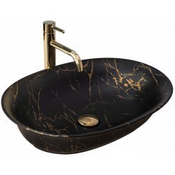 Умывальник Rea Roma Marble Black Matt 56x40 черный
