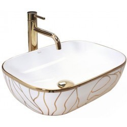 Умывальник накладной Rea Belinda Wave white/gold REA-U8472 46,5x33,5 белый/золото