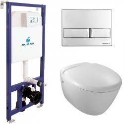 Комплект унитаза Jacob Delafon Presquile с инсталляцией  Berges Wasserhaus Novum L3 с сиденьем микролифт и клавишей хром