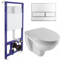 Комплект унитаза Jacob Delafon Patio с инсталляцией Geberit Duofix Delta с сиденьем микролифт и клавишей смыва хром